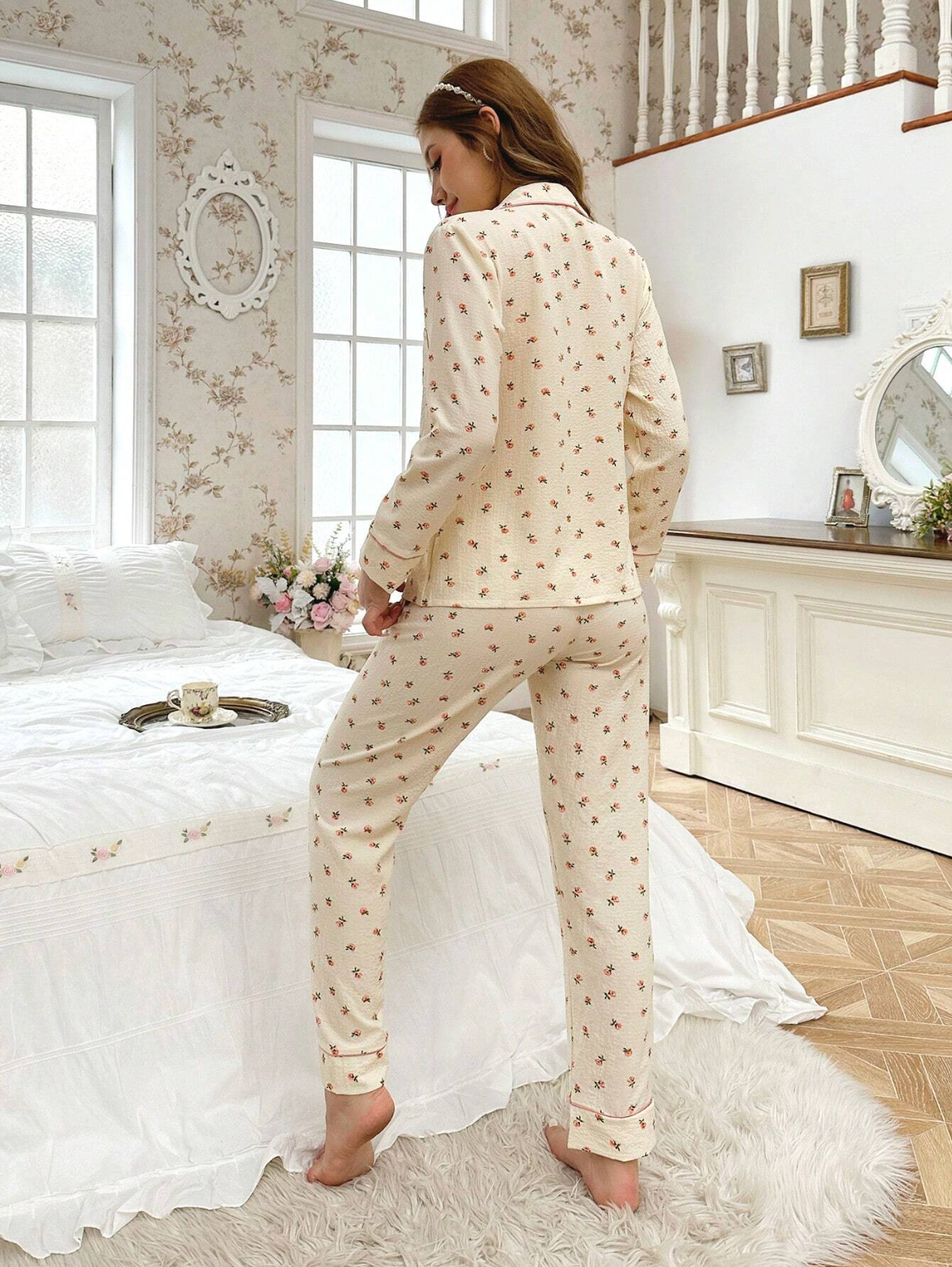 Pyjama floral en lin